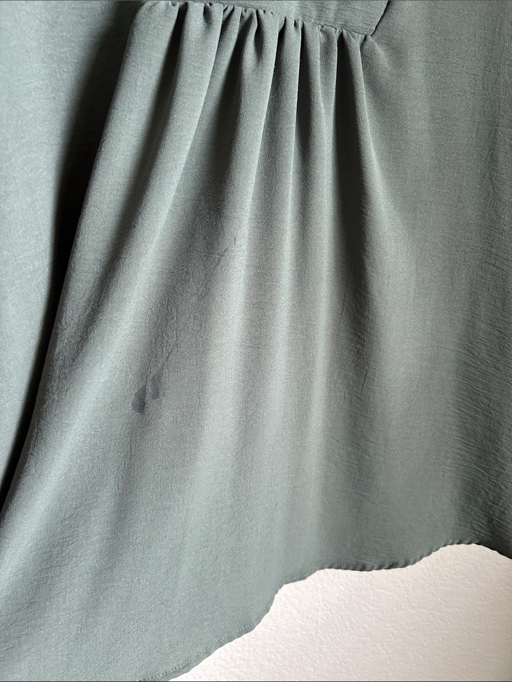 Sage Green V-Neck Ruffle Sleeve Blouse - Picture 3 of 3